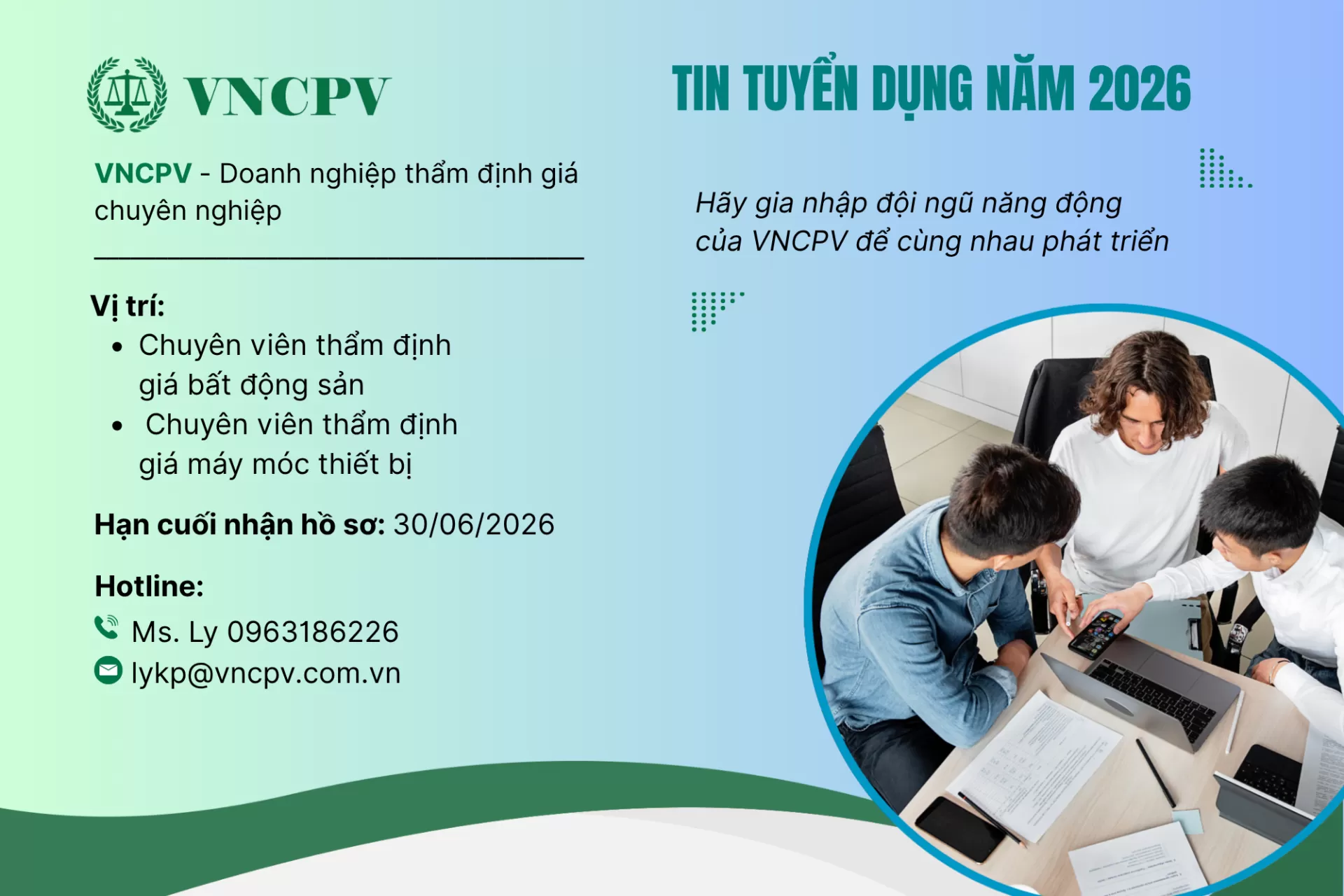 Tuyển dụng Chuyên viên thẩm định giá năm 2026